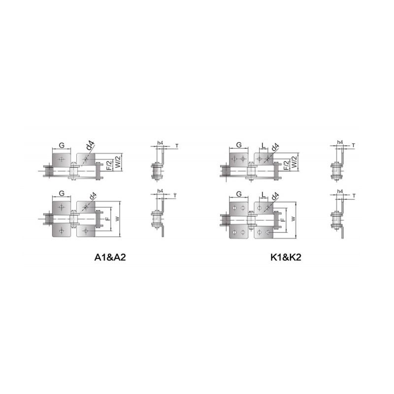 Double pitch conveyor Chain na may attachment