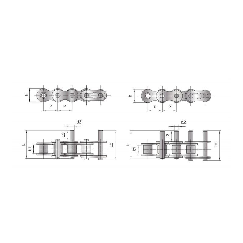 Maikling pitch conveyor Chain na may pinahabang pin