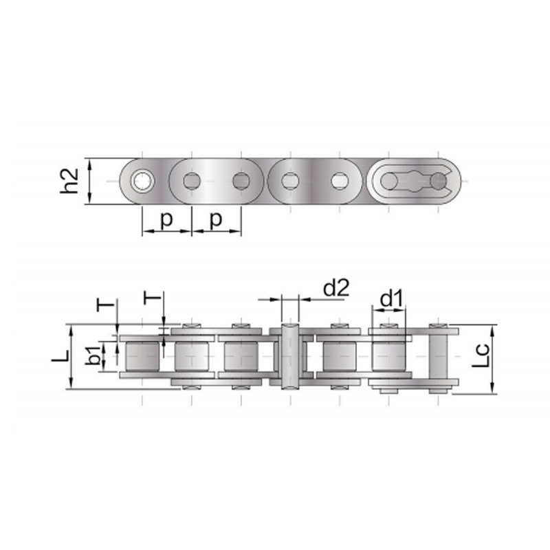 Maikling pitch precision roller Chain na may straight plate (A series)
