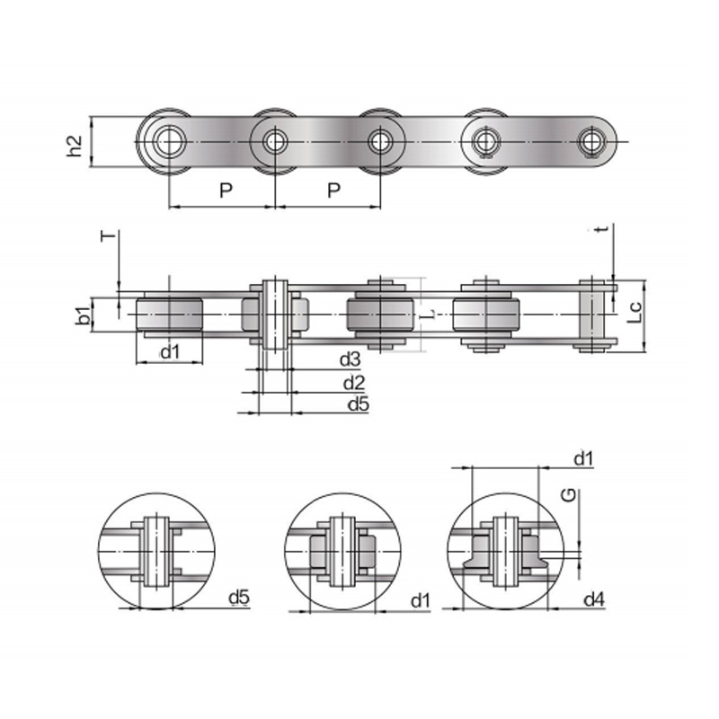 BS standard na Conveyor Chain na may hollow pin ( ZC Series )
